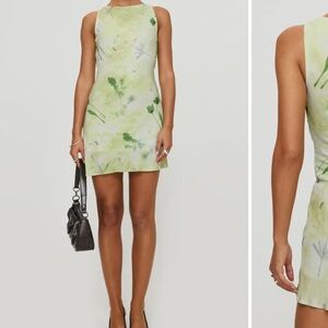Floral Green Sleeveless Dress